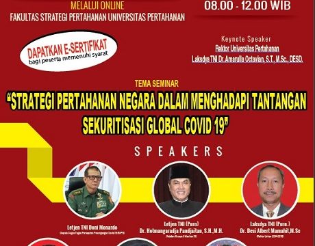 Webinar Fakultas Strategi Pertahanan bahas Implikasi Global Pandemi Covid-19 terhadap Kemanan Nasional