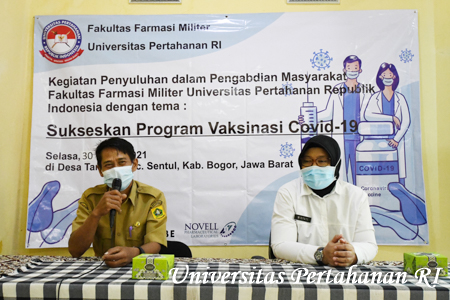 Fakultas Farmasi Militer Unhan RI Laksanakan Kegiatan Penyuluhan Sukseskan Program Vaksinasi Covid-19 kepada Masyarakat di Posyandu Desa Tangkil