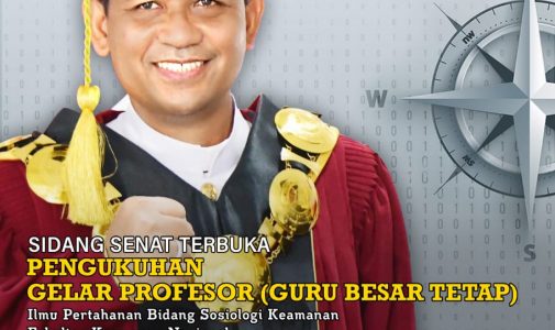 Sidang Senat Terbuka Pengukuhan Gelar Profesor (Guru Besar Tetap) Ilmu Pertahanan Bidang Sosiologi Keamanan Fakultas Keamanan Nasional Universitas Pertahanan Republik Indonesia kepada Laksamana Madya TNI Prof. Dr. Amarulla Octavian, S.T., M.Sc., DESD, CIQnR., CIQaR., IPU, di Unhan RI.   di Kampus Bela Negara, Aula Merah Putih, Sentul, Kamis 3 Juni 2021.