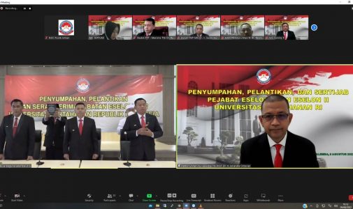 Rektor Unhan RI Pimpin Acara Pelantikan dan Pengambilan Sumpah Jabatan Eselon I dan II Unhan RI