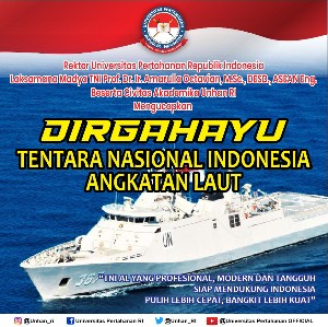 Rektor Universitas Pertahanan Republik Indonesia Laksamana Madya TNI Prof. Dr. Ir. Amarulla Octavian, M.Sc., DESD., ASEAN Eng beserta Civitas Akademika Unhan RI  Mengucapkan Dirgahayu TNI AL