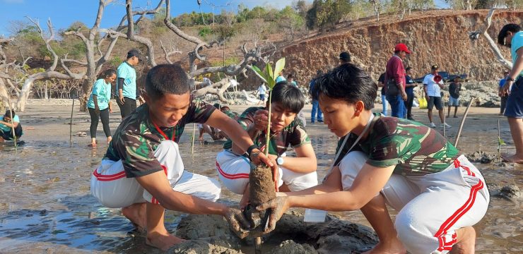 Kadet Mahasiswa Prodi Budi Daya Tanaman Perkebunan FLM Unhan RI Laksanakan PKM Menanam Pohon Bakau dan Pembersihan Pantai Bersama KPP Pratama Atambua