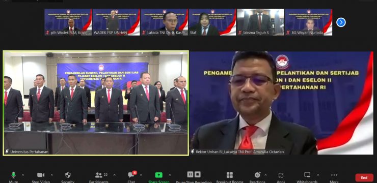 Rektor Unhan RI Pimpin Pelantikan dan Sertijab Pejabat Eselon I dan II Unhan RI
