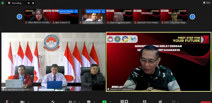 Program Studi Teknologi Daya Gerak Fakultas Sains dan Teknologi Pertahanan Unhan RI menyelenggarakan Webinar Mengenal Lebih Dekat Dengan Universitas Pertahanan RI