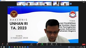 Unhan RI Laksanakan Rakernis TA. 2023 bertajuk “Akselarasi Pendidikan Tinggi Sumber Daya Manusia Guna Peningkatan Pembangunan Kekuatan Pertahanan Negara”