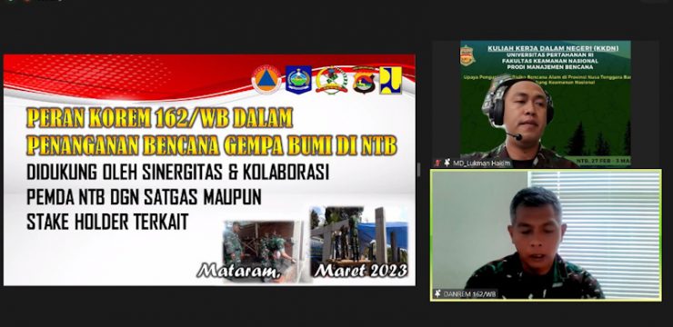 Hari Ke-3 Kuliah Kerja Dalam Negeri Prodi Manajemen Bencana FKN Unhan RI, Mengetengahkan Upaya Pemerintah dalam Masa Tanggap Darurat Bencana Gempa Bumi 2018.