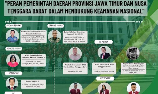 Fakultas Keamanan Nasional Unhan RI Menyelenggarakan Seminar Nasional Hasil KKDN untuk Meningkatkan Sinergitas Keamanan Nasional di Jawa Timur dan Nusa Tenggara Barat.