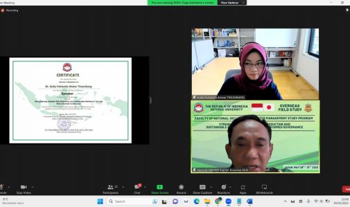 KKLN Hari Kedua Mahasiswa Prodi Manajemen Bencana FKN Unhan RI Menghadirkan Dr. Aulia Fabianda Anwar Tinumbang Membahas Pentingnya Pengelolaan Berbasis Risiko dalam Pengurangan Risiko Bencana.