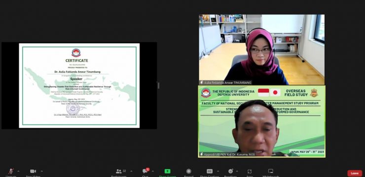 KKLN Hari Kedua Mahasiswa Prodi Manajemen Bencana FKN Unhan RI Menghadirkan Dr. Aulia Fabianda Anwar Tinumbang Membahas Pentingnya Pengelolaan Berbasis Risiko dalam Pengurangan Risiko Bencana.
