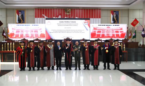 Unhan RI Gelar Sidang Promosi Terbuka Prodi Ilmu Pertahanan Pascasarjana Unhan RI untuk Promovendus Theo L Sambuaga Mahasiswa S3 Cohort 4 Konsentrasi Strategi Pertahanan Unhan RI