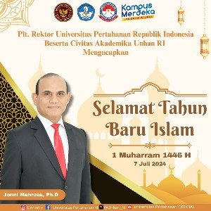 Plt. Rektor Universitas Pertahanan Republik Indonesia Jonni Mahroza, Ph.D., Beserta Civitas Akademika Unhan RI Mengucapkan Selamat Tahun Baru Islam 1 Muharram 1446 H