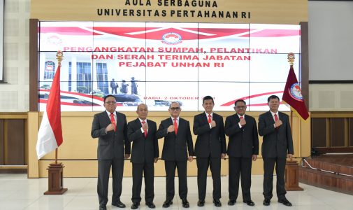 Rektor Unhan RI Memimpin Upacara Pengangkatan Sumpah, Pelantikan dan Serah Terima Jabatan (Sertijab) Pejabat Eselon I dan II di Lingkungan Unhan RI