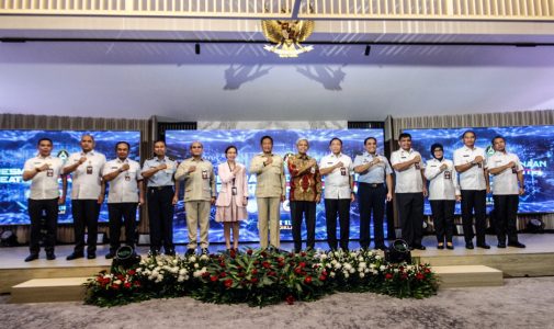 Rektor Unhan RI Menghadiri Peresmian Penggunaan Teater Merah Putih dan Soft Launching Aplikasi One-Click Badiklat Kemhan RI.