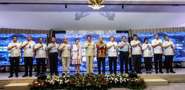 Rektor Unhan RI Menghadiri Peresmian Penggunaan Teater Merah Putih dan Soft Launching Aplikasi One-Click Badiklat Kemhan RI.