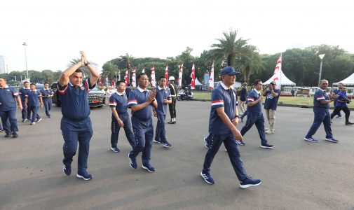 Rektor Unhan RI Hadiri Olahraga Bersama Menhan RI Jenderal TNI (Purn.) Dr. Sjafrie Sjamsoeddin