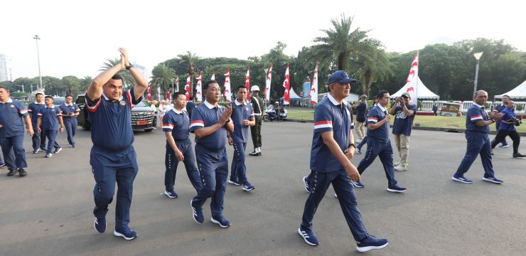 Rektor Unhan RI Hadiri Olahraga Bersama Menhan RI Jenderal TNI (Purn.) Dr. Sjafrie Sjamsoeddin